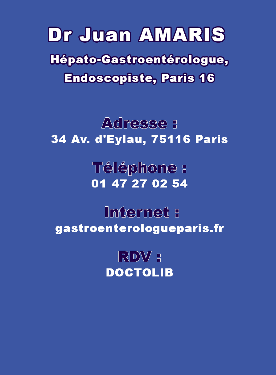 Dr Juan Amaris gastro-entérologue Paris 16 Coordonnées du cabinet du Dr Juan Amaris hépato-gastroentérologue et endoscopiste à Paris 16